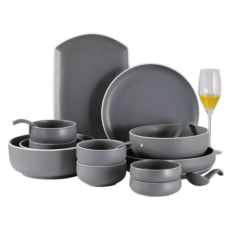 Japanese ceramic tableware set, creative soup bowls and plates, simple elegant design
