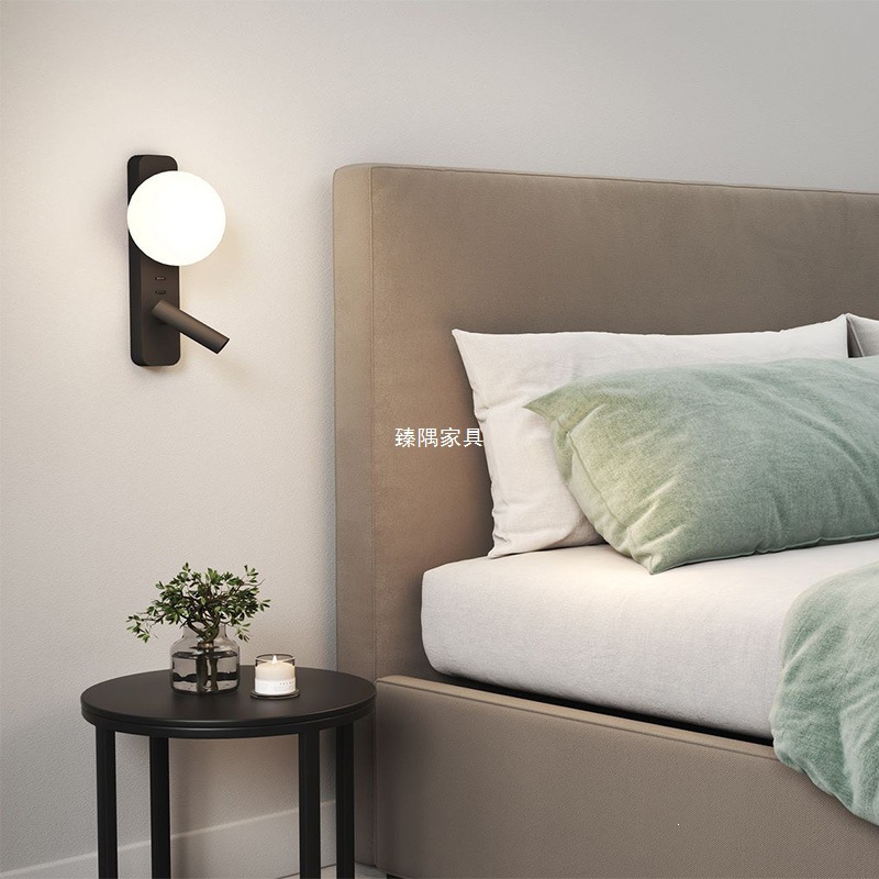 Venta cruzada de luces de pared de lectura hotel creativo con interruptor de atmósfera dormitorio cabezal de cama luz de pared de rotación de 350 grados