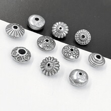 复古做旧37仿银DIY 花纹陨石坑竖条纹隔珠隔片时尚饰品配饰醒狮
