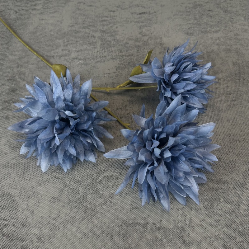 Flores artificiales, crisantemos de 3 cabezas, flores de seda, arreglo floral de crisantemo, accesorios de fotografía, flores falsas, ramo de flores para fotografía, decoración del hogar