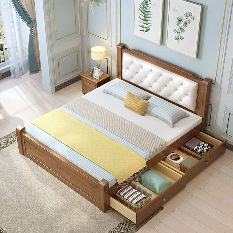 Z% solid wood bed 1.8 meters, economical adult master double bed, European style 1.5 meters, home use 1.2 meters single bed, 1 meter
