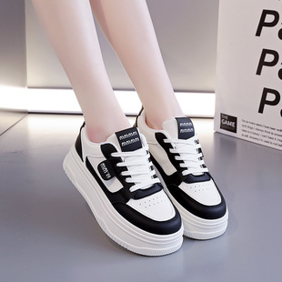 2025 Spring White Shoes New Korean Style Ins Thick Sole Height Increasing Sports Board Shoes for Female Students Casual Street Photoshoot W2029