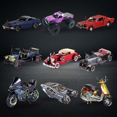 Steel Monster Truck Wholesale Car Motorcycle Series Love Puzzles Metal 3D Stereo Handmade DIY Assembly Model