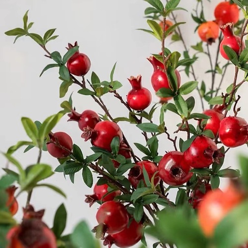Simulated pomegranate fruit 8-head pomegranate red fruit holly fruit persimmon flower arrangement home decoration display manufacturer wholesale