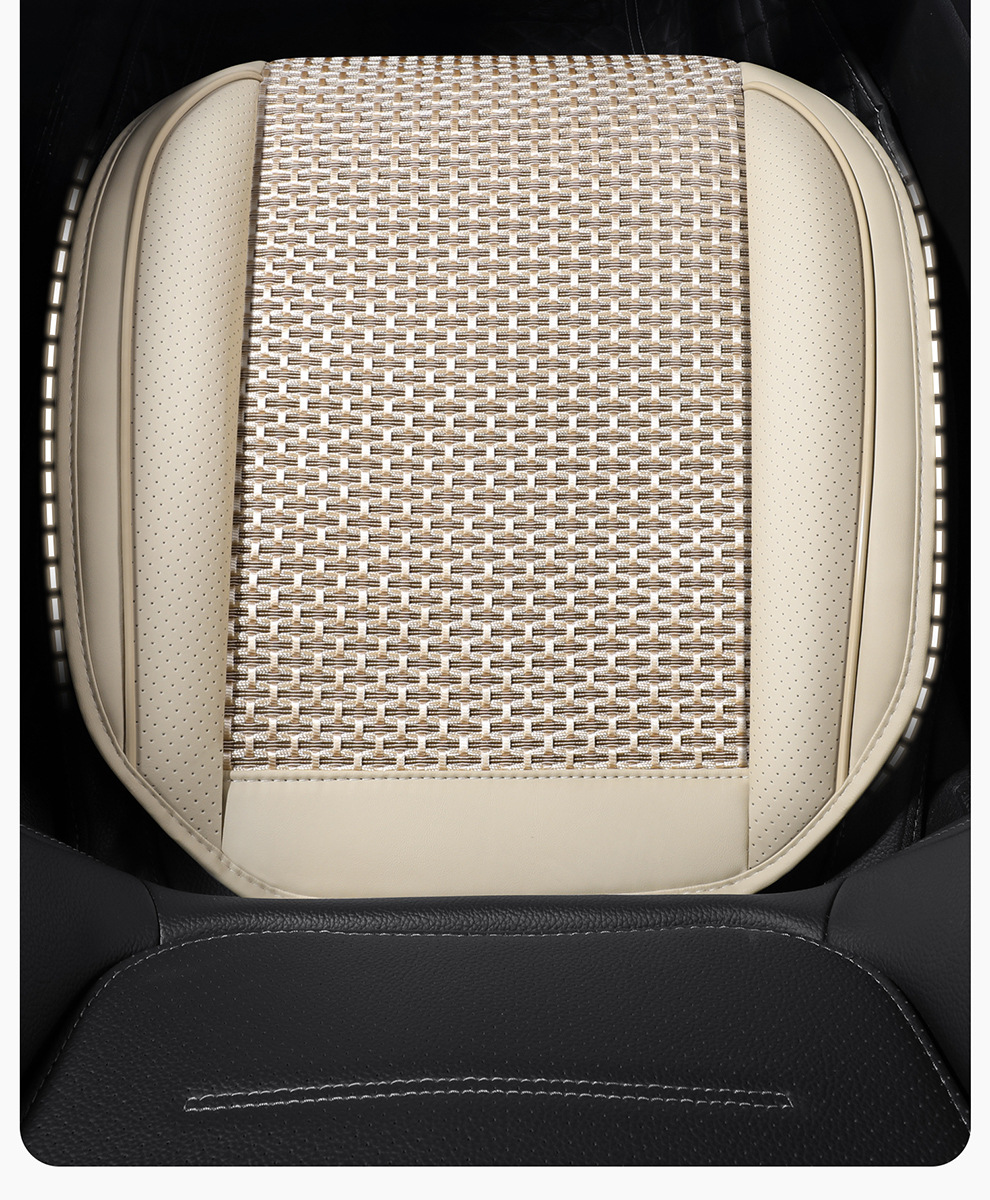 Factory Direct Sales Breathable Leather and Ice Silk Combination Three-Dimensional Comfortable Soft Universal Car Seat Cover for All Seasons, Durable and Stain-Resistant