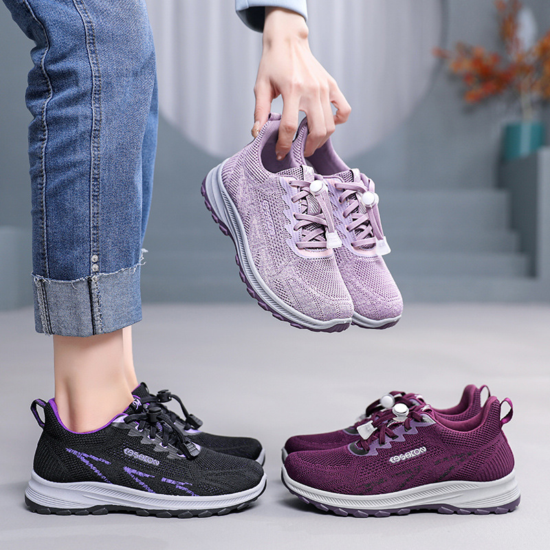 Spring New Anti-Slip Shock-Absorbing Shoes for the Elderly, Women's Soft-Soled Lightweight Shoes for Middle-Aged and Elderly Women, Comfortable and Breathable Walking Shoes for Women