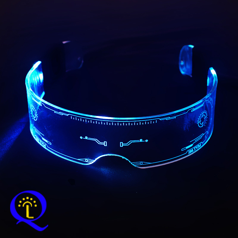 工厂现货LED发光眼镜派对闪光科技眼镜节日荧光眼镜Party发光眼镜