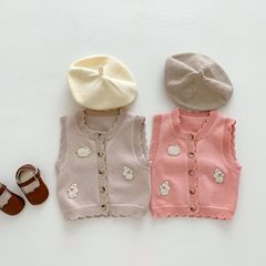 Baby Small Vest Newborn Bunny Cardigan Knit Clothing Spring Summer Boys and Girls Outwear