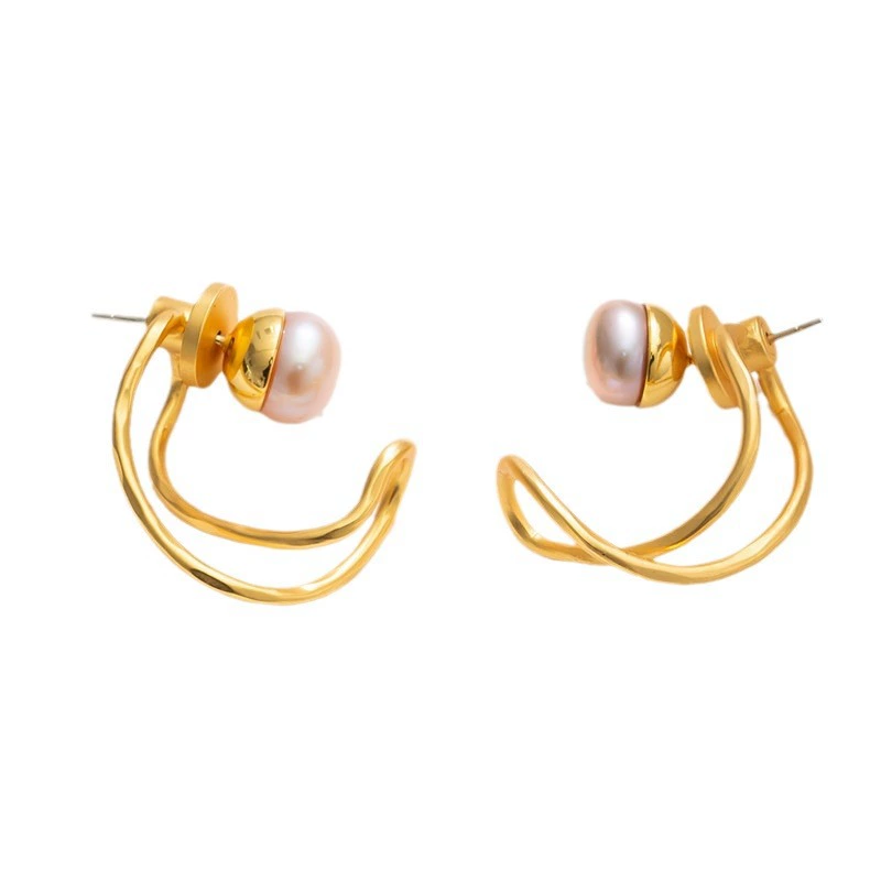 Small design geometric three dimensional detachable earrings from pearl, silver 925 sample