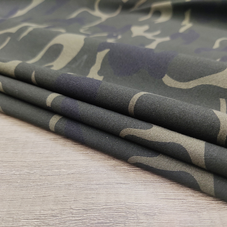 Al por mayor bajo precio twill tejido algodón spandex mezcla de tela impresa de camuflaje