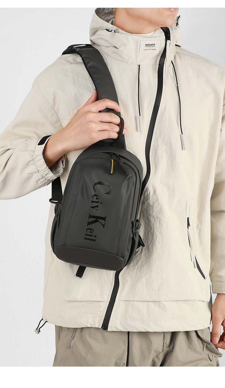 Cross-border waterproof bag, casual and fashionable crossbody bag, men's sports chest bag, multi-functional backpack, large-capacity single-shoulder bag undefined