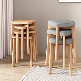 Customized Home Technology Cloth Chair, Living Room Stackable Storage, Simple Solid Wood Dressing Stool, Shoe Changing Stool Wholesale