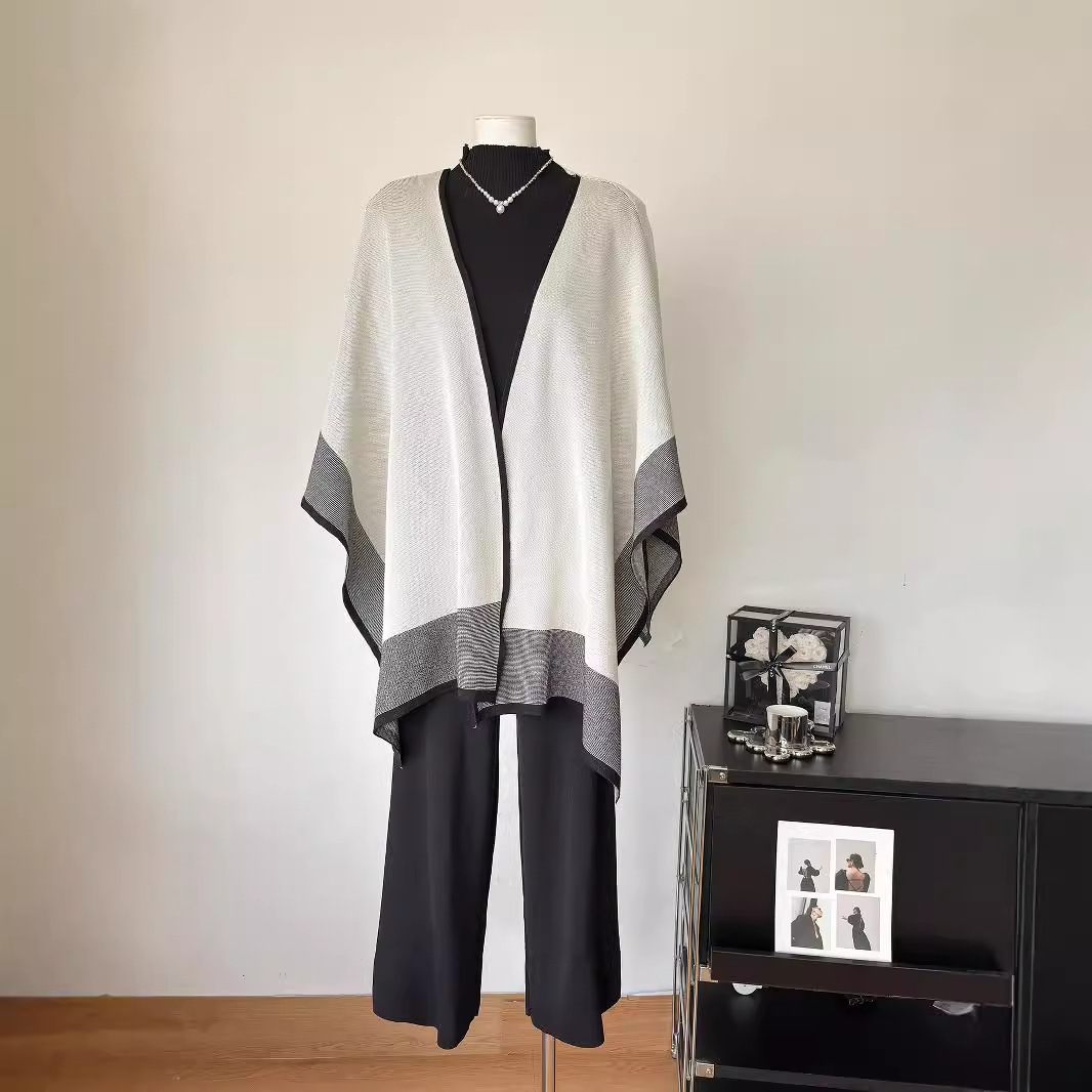 국경 간 유럽과 미국의 목도리 니트 가을과 겨울 스웨터 느슨한 넓은 다리 바지 3 피스 패션 캐주얼 재킷 니트 세트