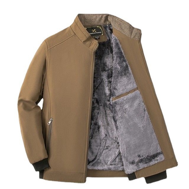 2022 Otoño e Invierno nueva chaqueta de mediana edad y ancianos abrigo de hombre engrosado cálido cuello alto negocio casual papá abrigo de algodón acolchado