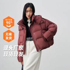 连帽羽绒服女2025冬季新款韩版时尚简约百搭宽松外套