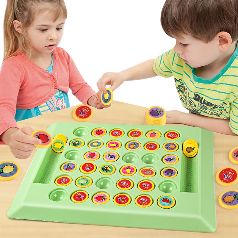 Juguetes de puzzle de dibujos animados para niños Ajedrez de doble juego de memoria de juego de mesa interactivo para padres e hijos Ajedrez de doble juego de juego