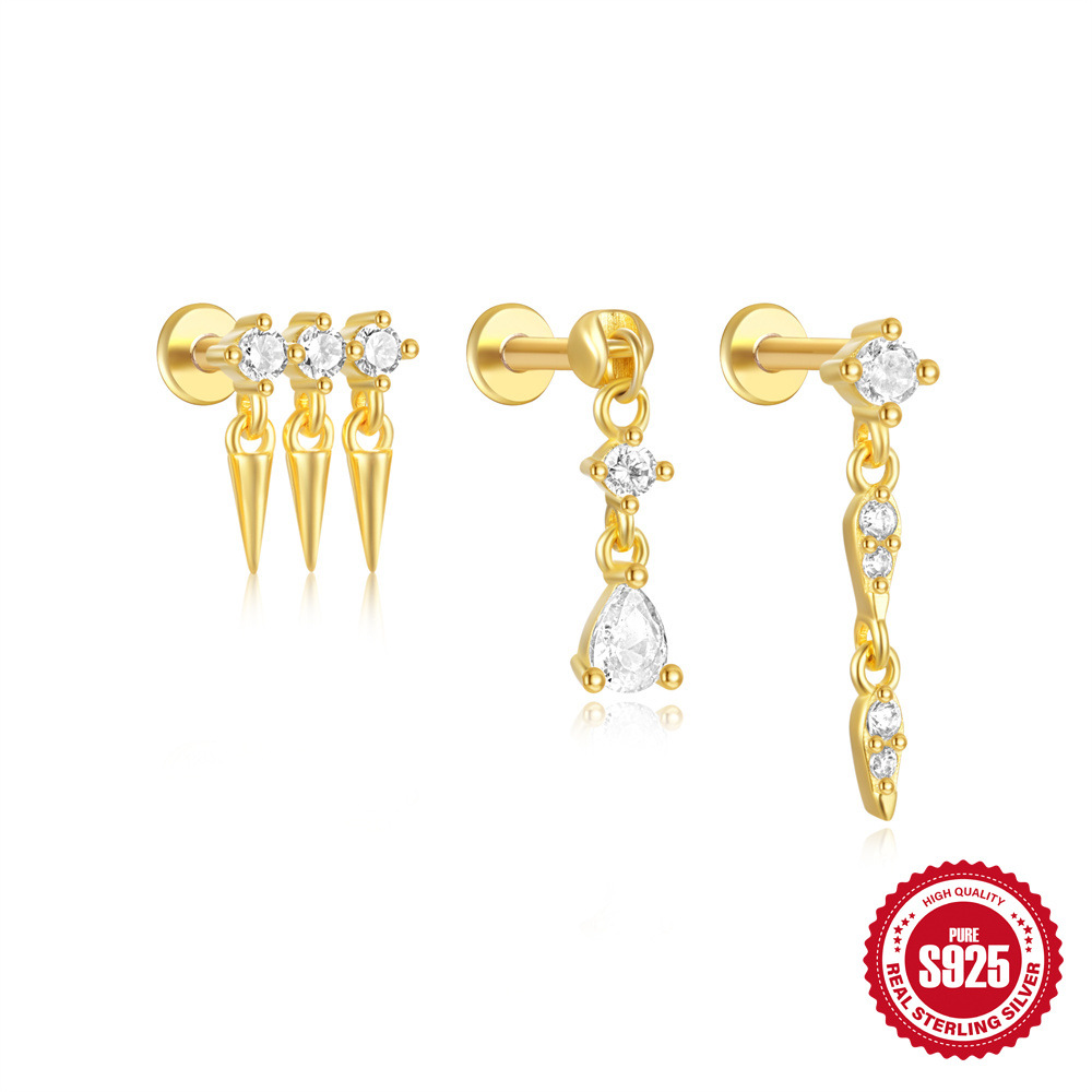 1g Weight 925 Sterling Silver Ear Needle Material 18K Gold Plated Plating Material Drop Earrings, Ear Studs Classification 1 Piece Quantity Holiday, Daily Occasion 925 Sterling Silver Material Geometric Pattern All Seasons Season Women's Gender Classic Style, Commute Style 1 Piece 18K Gold Plated 925 Sterling Silver 925 Sterling Silver Earrings Geometric Drop Earrings Ear Studs 13