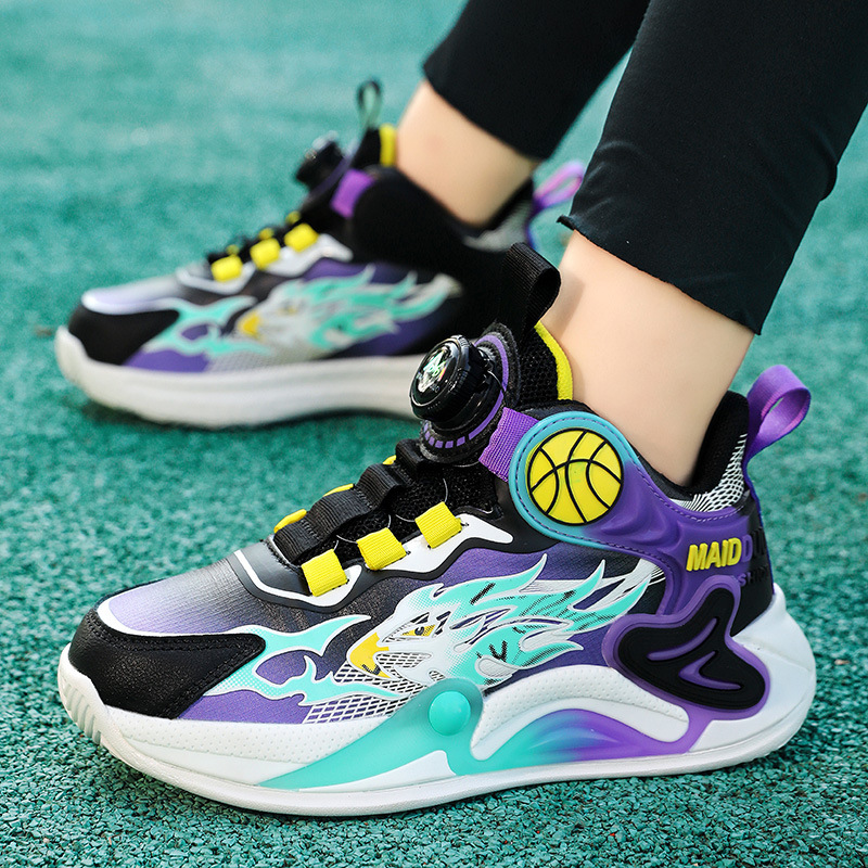 Basketball Training Shoes For Boys With Rotating Button Grip_voghion.com