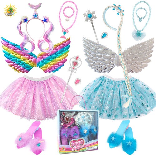 Cross-border folding butterfly multi-piece set ballgown set angel iridescent wings fairy wand wreath headband wholesale