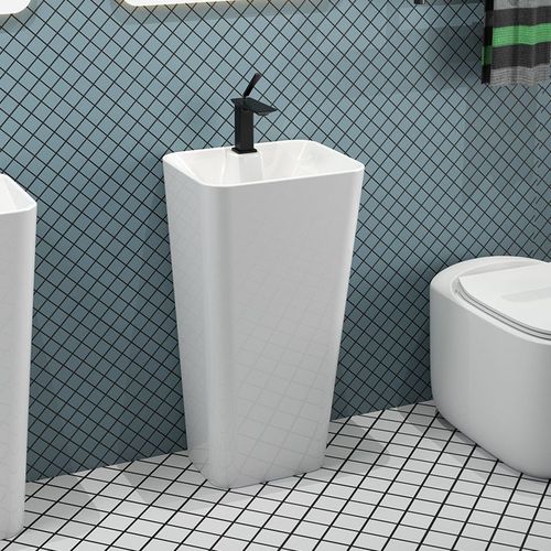 3x column basin bathroom outdoor integrated basin courtyard integrated wash basin ceramic integrated column basin column style