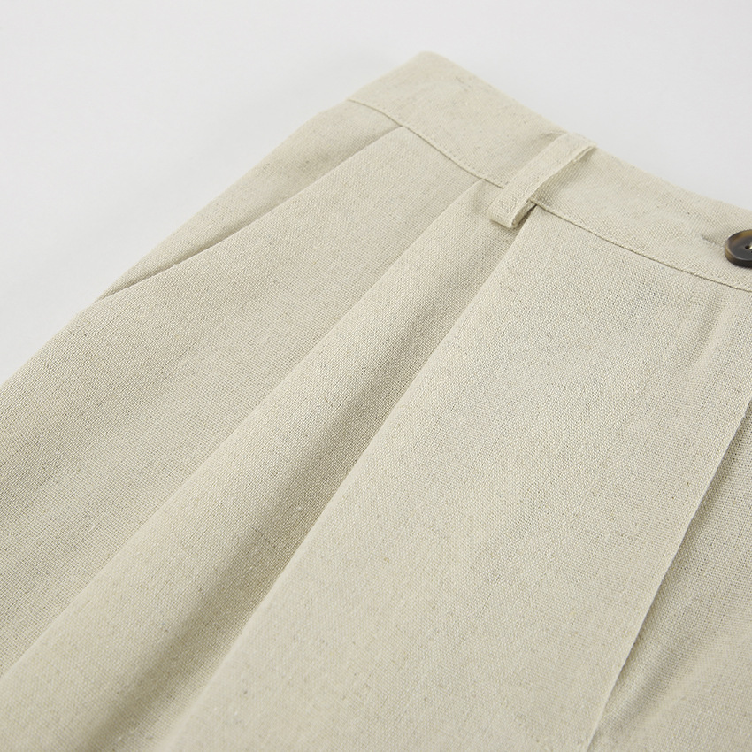 Ropa de mujer Traje casual de moda de verano de algodón y lino de color puro chaleco suelto sexy sin mangas pantalones versátiles traje simple de dos piezas_voghion.com