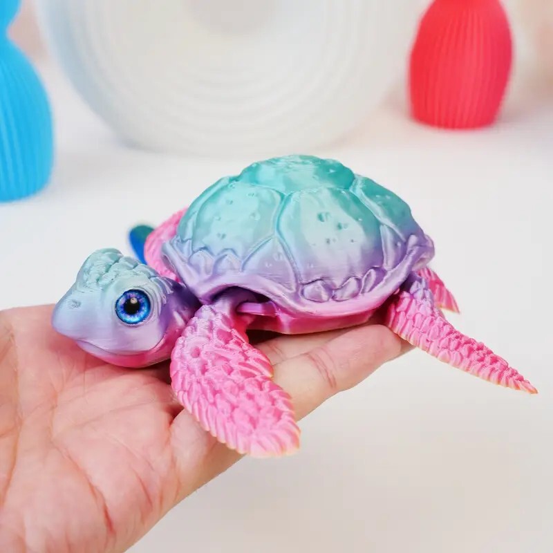 Cross-Border 3D Printed Sea Turtle Small Turtle with Movable Joints, Creative Toy Model, Movable Figurine