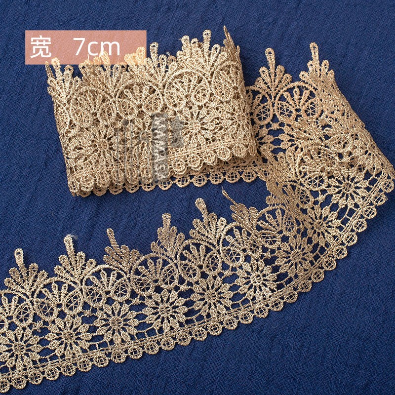 hilo de oro bordado soluble en agua rosa oro encaje encaje DIY ropa hecha a mano lolita accesorios fabricantes al por mayor