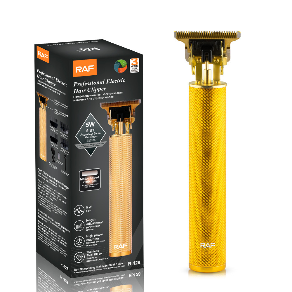 Cortapelos domésticos eléctricos transfronterizos RAF, cabezal de afeitado de alta potencia, cabezal de aceite retro, eléctrico de grabado recargable