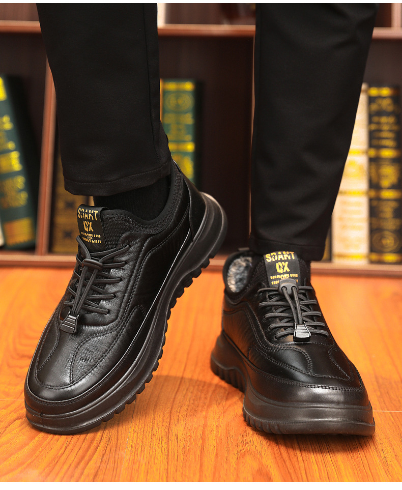 Scarpe uomo invernali in tessuto foderate in pile stringate calde_voghion.com