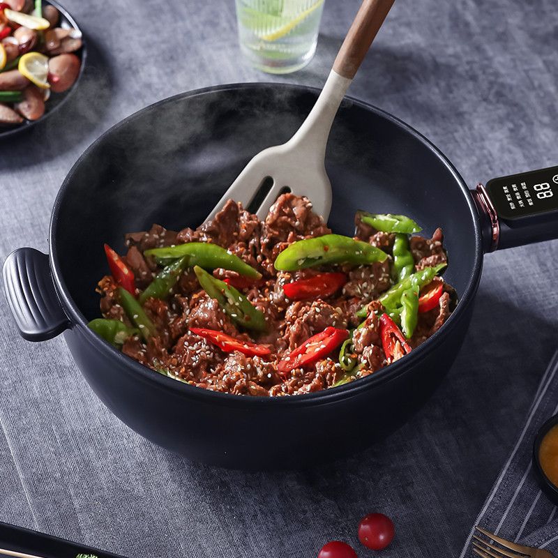 电炒锅大容量家用不粘炒菜锅宿舍煎炒煮涮一体锅多功能电热锅火锅