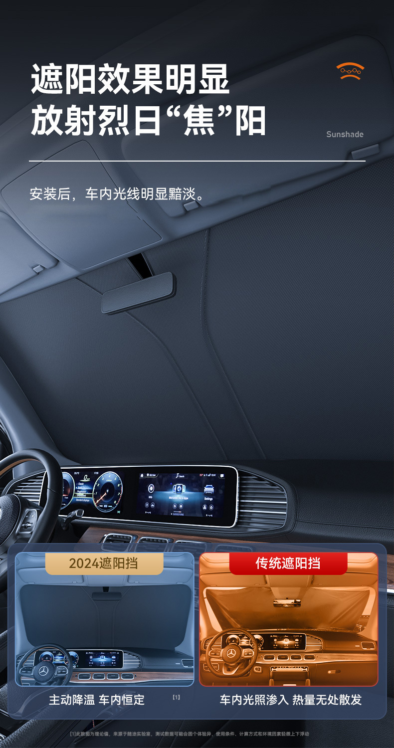 Car laser sunshade, car window sun protection and heat insulation curtain, special sunshade cover for the front windshield of the car
