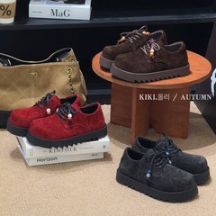 复古森系串珠系带厚底单鞋女2025秋季新款百搭休闲潮流丑萌乐福鞋
