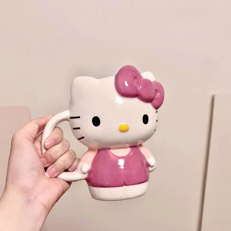 Hellokitty taza de cerámica taza Katie taza creativa taza de agua de dibujos animados linda niña práctica de gran capacidad