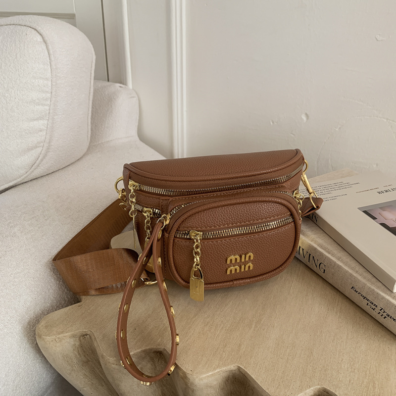 Bolso de tendencia transfronteriza para mujeres 2026 nuevo bolso de pecho de moda textura casual correa de hombro ancha mochila de hombro