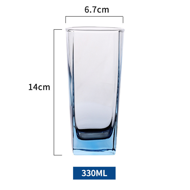 Lemeiya colorido taza de vidrio taza de beber colorido copa de vino hogar taza de jugo taza de leche taza cuadrada