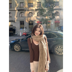 JMSHOP 辣妹宣言 假两件拼色t恤女设计感秋季新款修身长袖上衣
