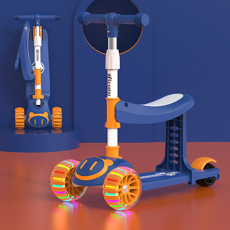 Spot de comercio exterior scooter al por mayor para niños tres en uno sentado y resbaladizo para hombres y mujeres, música para bebés, patinaje ligero