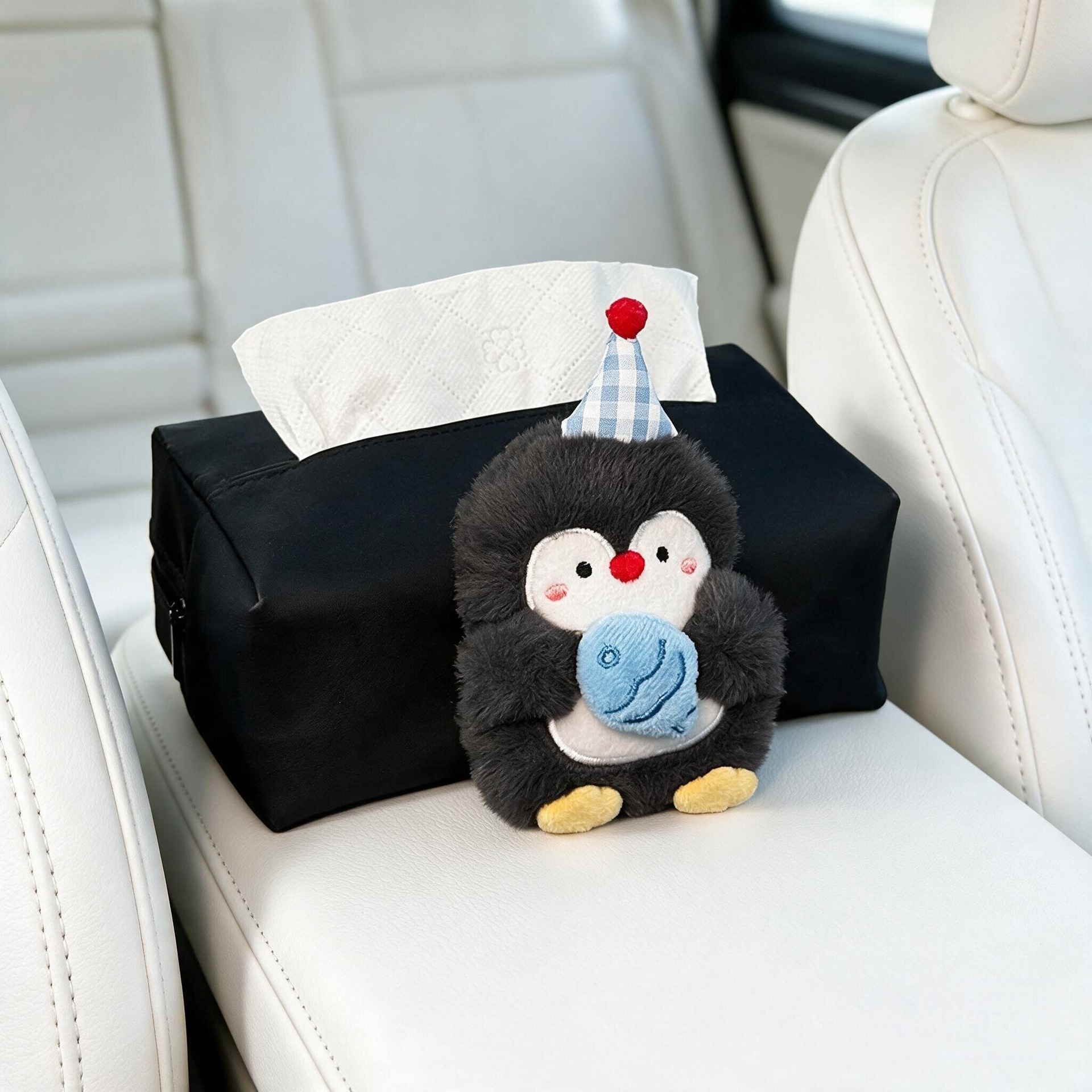 2026 New Car Tissue Box, Car Armrest Box Tissue Bag, Seat-mounted Car Tissue Bag, Cute Penguin Design for Women