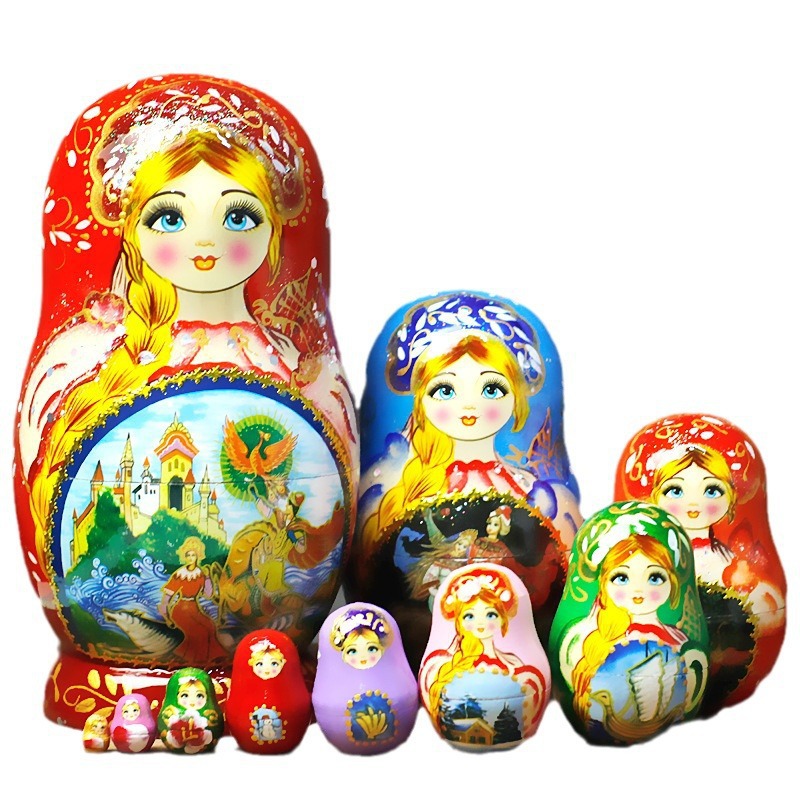 Painted Russian Matryoshka Doll 10 Layers Harbin Ice and Snow Tourism Crafts Ornaments Birthday Commemorative Gift