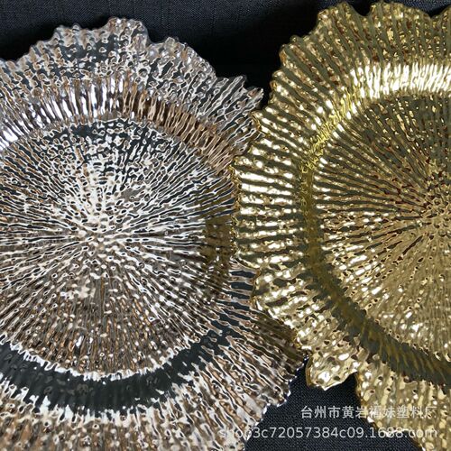 Fruit plate banquet plate European style household light luxury western food decoration tray lace plate electroplating spray paint transparent process