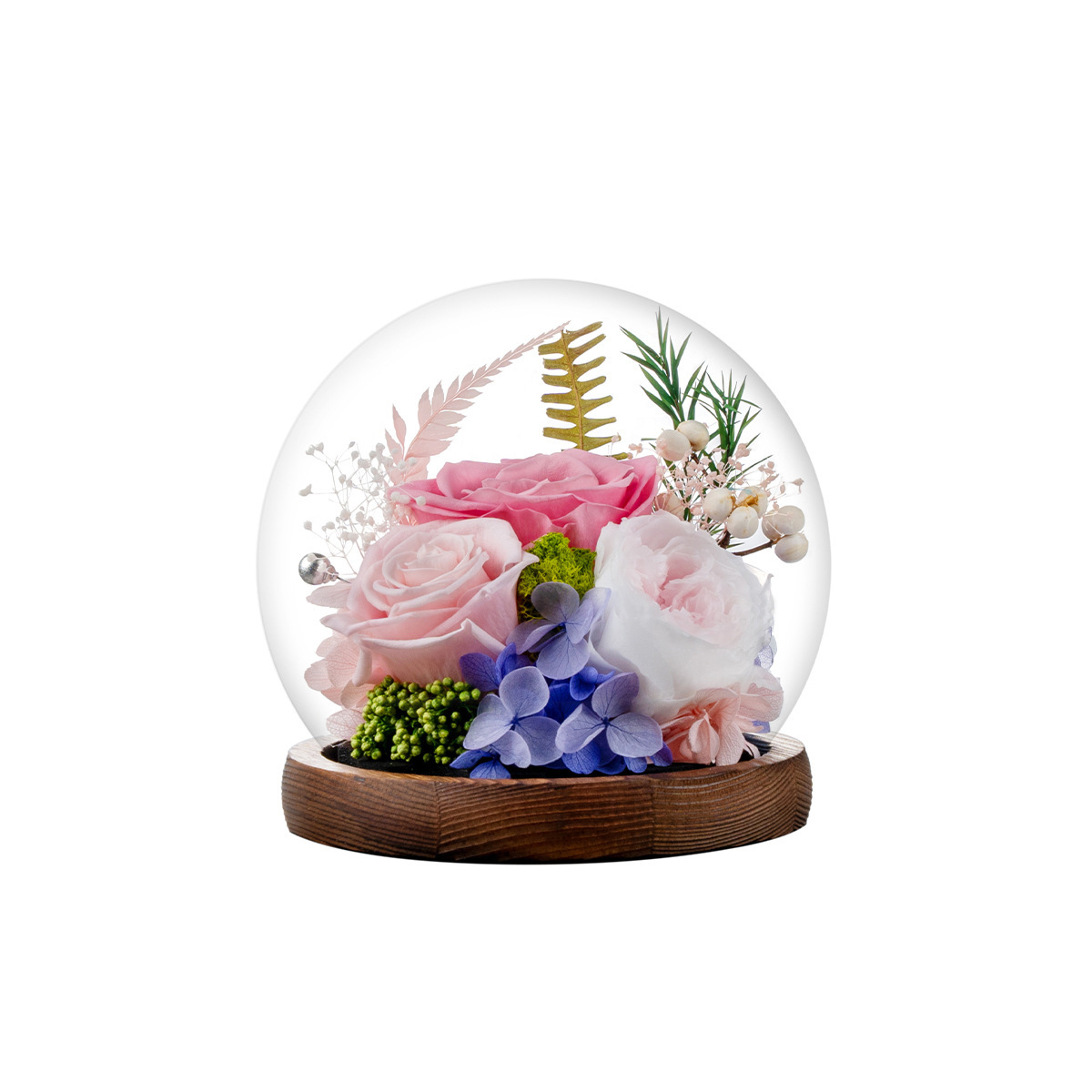 Flor inmortal cubierta de vidrio esférica rosa bola de cristal día del maestro regalo creativo personalizado adornos de flores inmortales