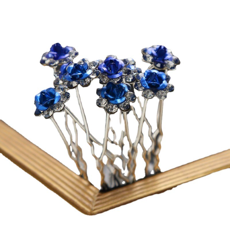 Европейский и американский головной убор невесты U-образная заколка с жемчугом и бриллиантами из циркона цветок женская Вилка Для Волос Диск Шпилька для волос аксессуары для волос