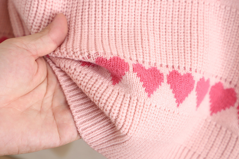 Girls' Sweater Western Love Jacquard Knitted Two Piece Set Autumn/Winter New Girl Korean Edition Pullover Skirt_voghion.com