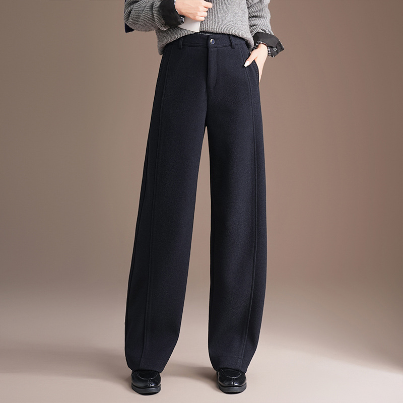 大牌高级灰香蕉阔腿裤女秋冬新款休闲裤时髦高腰垂感羊毛呢弯刀裤