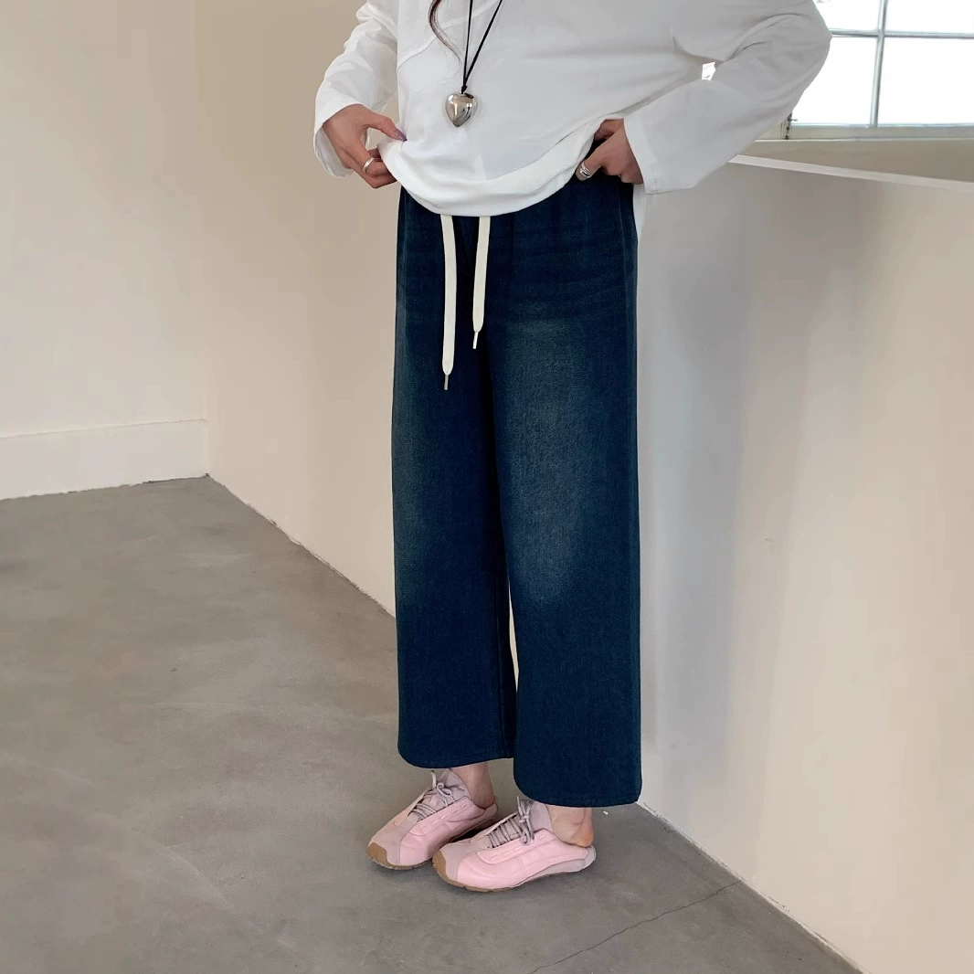 Одежда для беременных корейская версия ретро мода весна и осень беременные брюки для живота прямые джинсы свободные повседневные тонкие широкие брюки