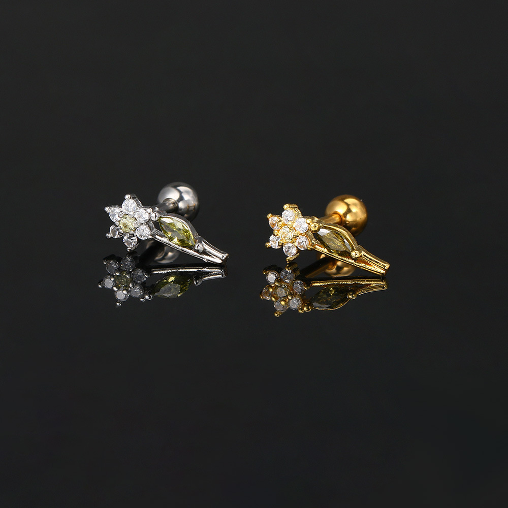 1 Piece Simple Style Classic Style Geometric Butterfly Inlay Copper Zircon Ear Studs display picture 9