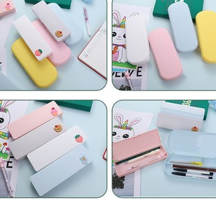 Casual Frosted Plastic Transparent Stationery Box Student Pencil Box Wholesale Pen Box Storage
