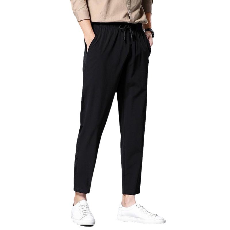 Ice Silk Pants Men's Summer Thin Slim-fit Straight Pants Men's Cropped Small Leg Men's Pants Sports Casual Pants