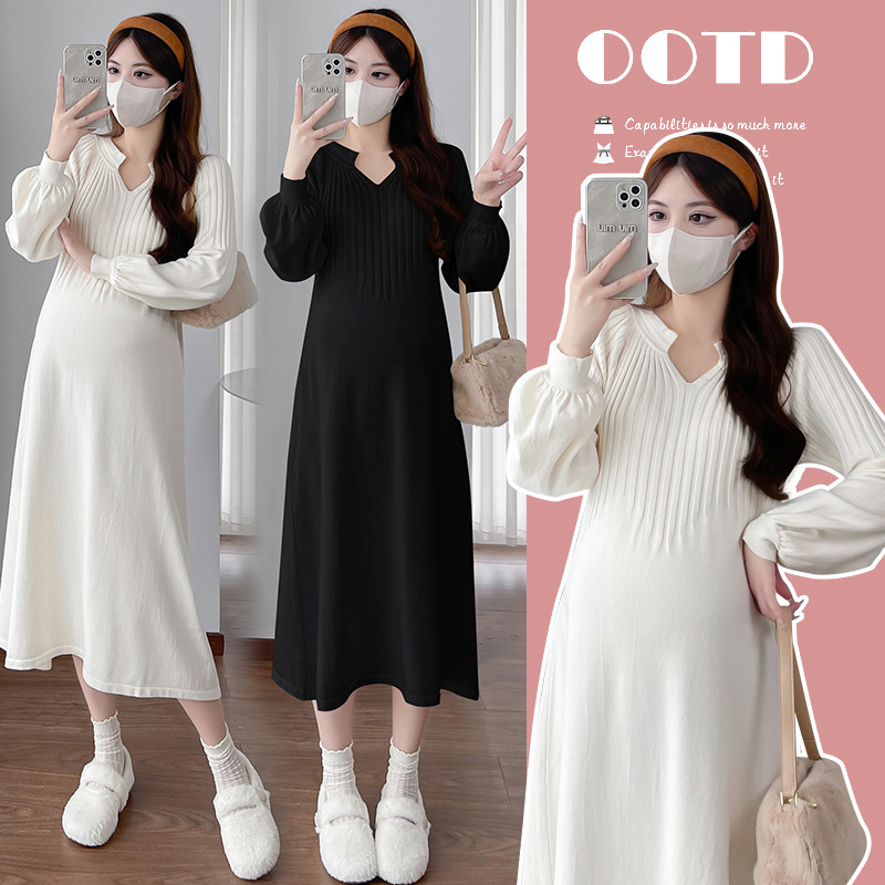 2025 Maternity Knitted Sweater Dress Maternity Clothes Autumn and Winter Fashionable Trendy Mom Maternity Sweater Postpartum Nursing Dress 2025 Maternity Knitted Sweater Dress Maternity Clothes Autumn and Winter Fashionable Trendy Mom Maternity Sweater Postpartum Nursing Dress