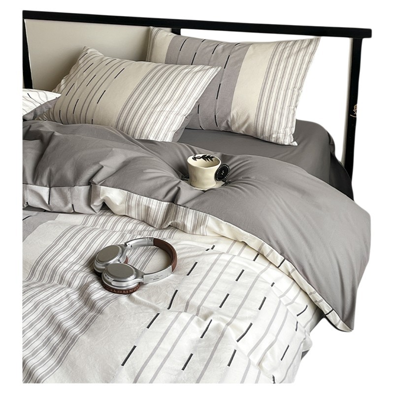 Cama de algodón nórdico de cuatro piezas, cuatro estaciones de algodón puro general 2025, nueva colcha de cama, cama de alta gama